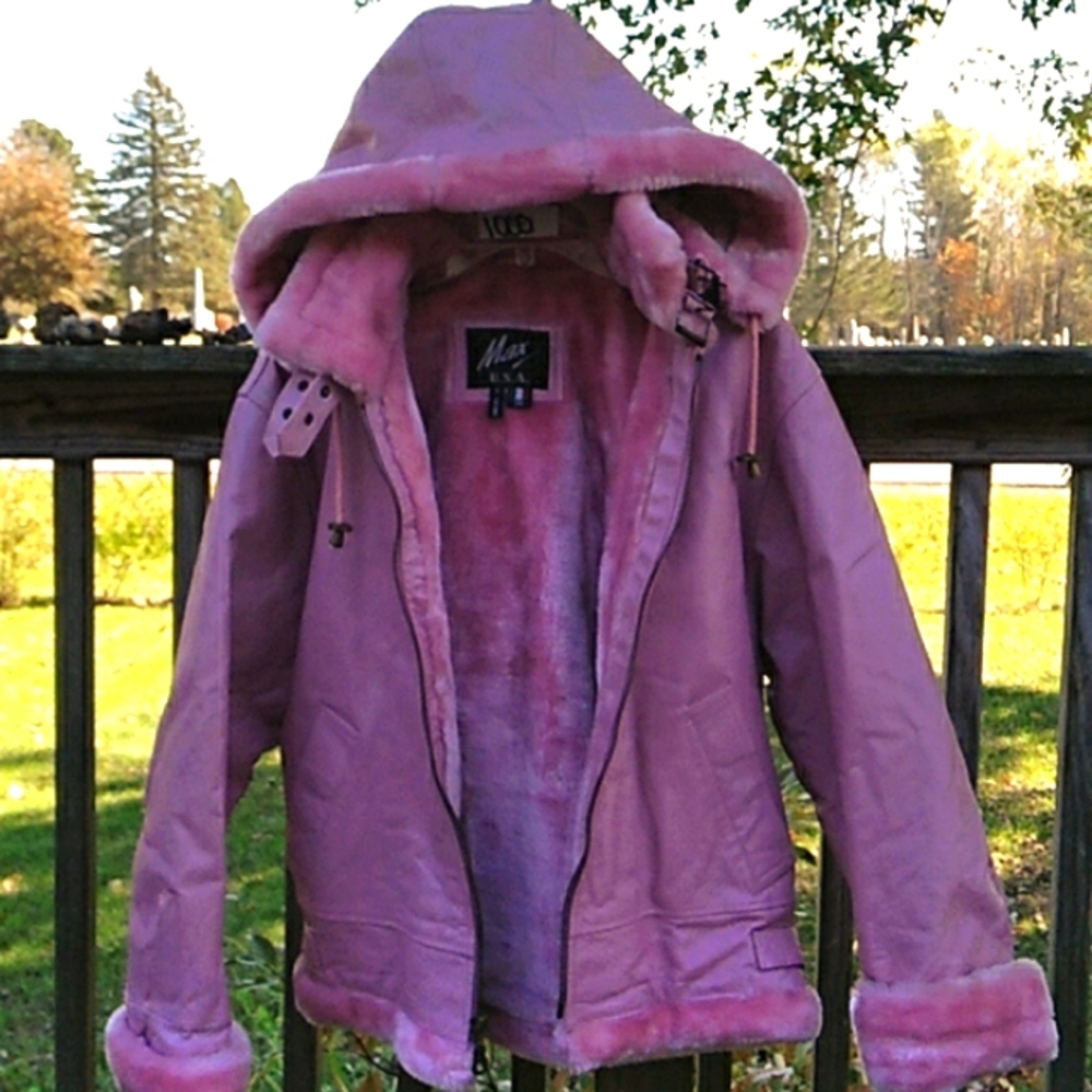 COPY - Max USA Pink Leather Coat